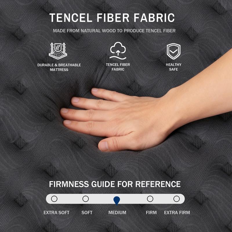 full size mattress 12-inch/14-inch black Mattress, colchones para cama Memory Foam, Pocketed Springs, Suitable for Homes and Hotels, Delivers a Comfortable and Supportive Sleeping Experience.Twin\King queen size mattress memory foam mattress