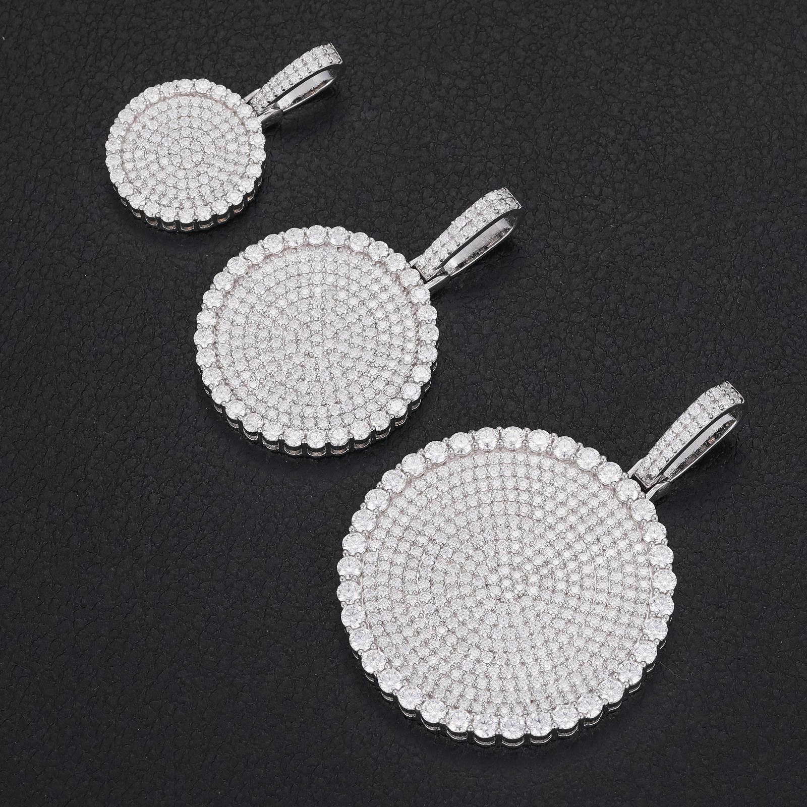 【#P159】Round Pendant UCCIYO Lab-Created Moissanite 925 Sterling Silver Moissanite Pendant Necklace, Round Pendant for Men and Women Hip Hop Jewelry Gift Fashion Accessories