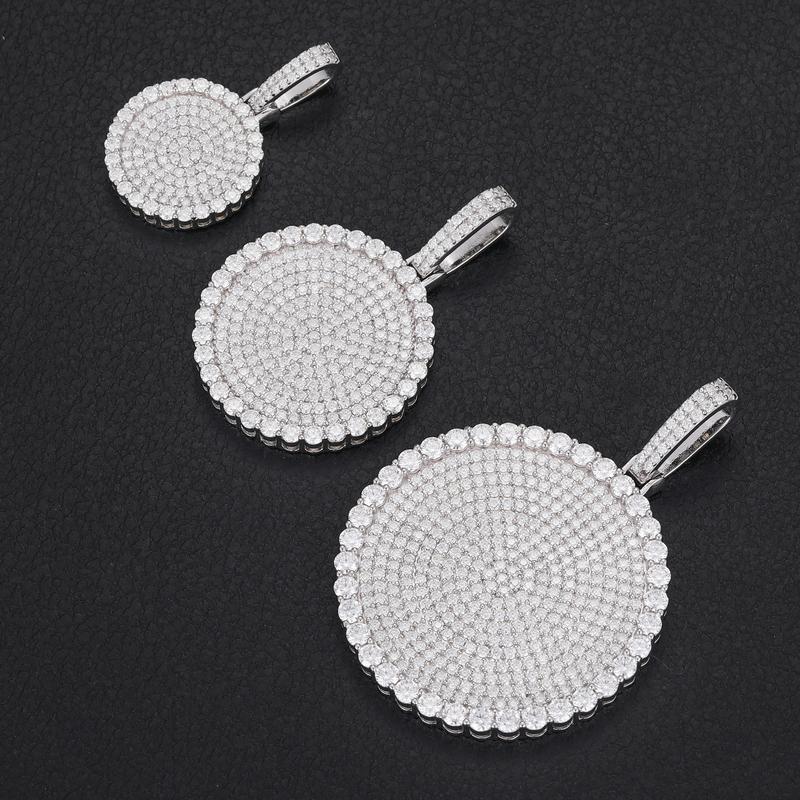 【#P159】Round Pendant UCCIYO Lab-Created Moissanite 925 Sterling Silver Moissanite Pendant Necklace, Round Pendant for Men and Women Hip Hop Jewelry Gift Fashion Accessories