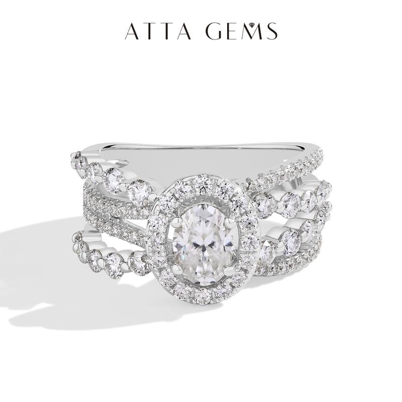 1 CT Oval Cut Fashion Luxury Shinning D Color VVS1 Women's Synthetic Moissanite Ring Wedding Engagement Gift Women's Jewelry Accessories R249