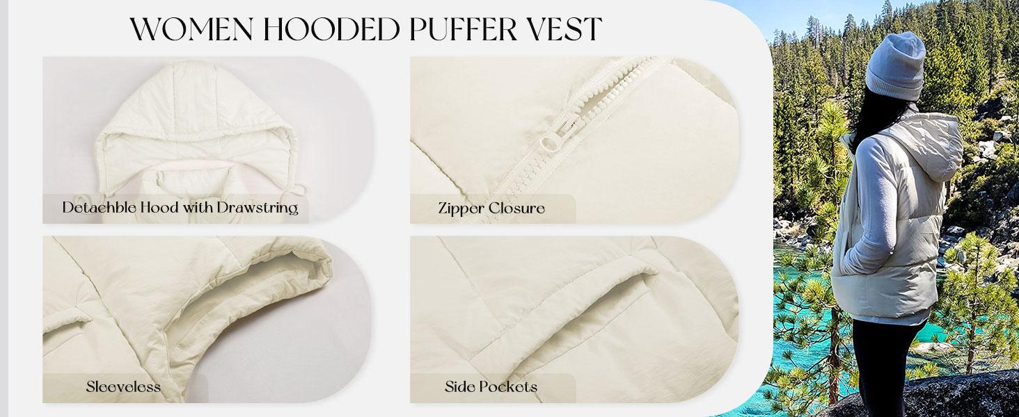 YeeZaa Women's Puffer Vest with Removable Hood 2025 TikTokShopHolidayHaul Christmas Sleeveless Full Zip Quilted Down Jacket Womenswear Chic zip  up