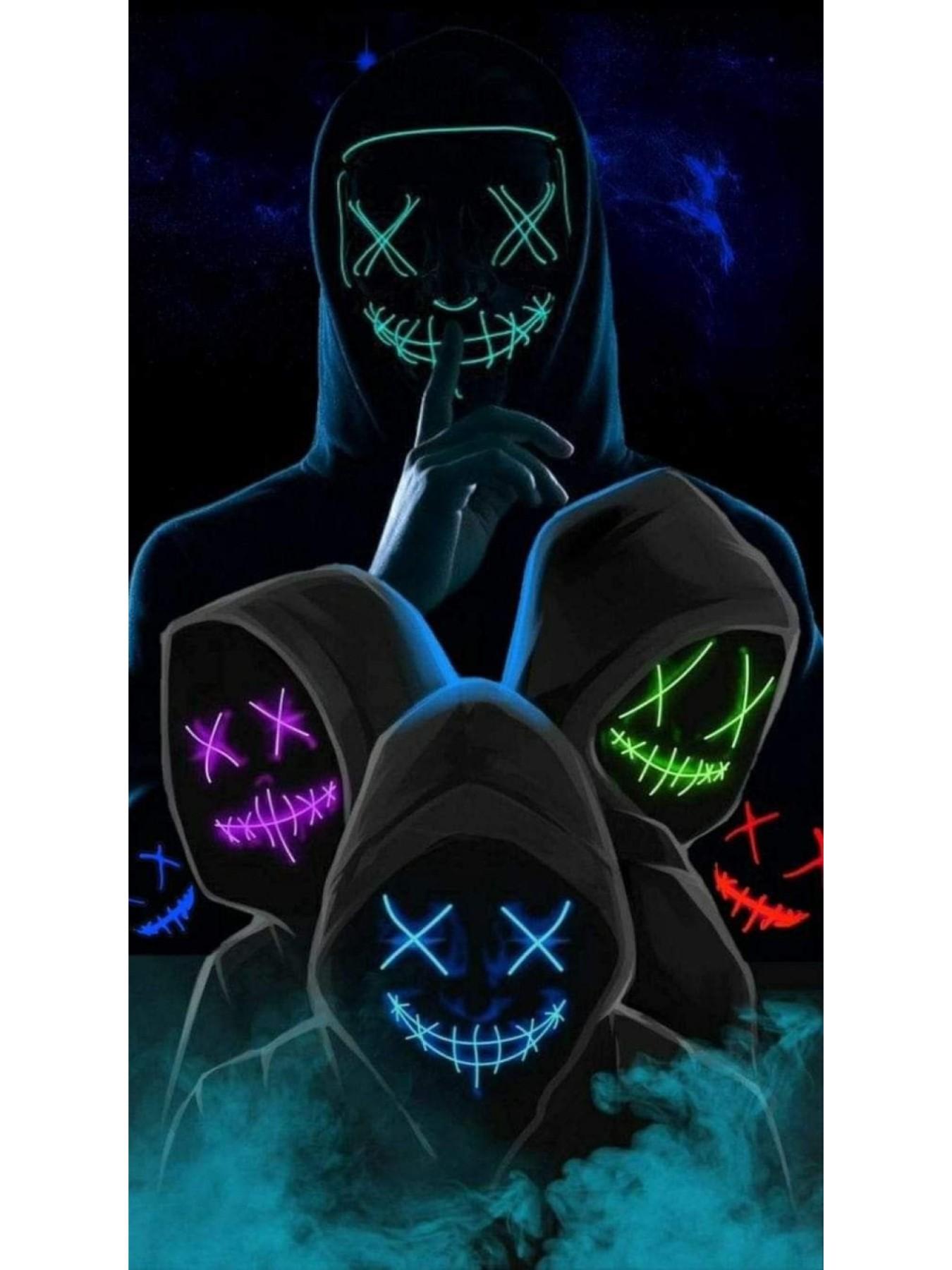 5 Pcs Boys' Gothic Neon Skull Starry Full Print Sports Set, Hooded Sweatshirt and Drawstring Pants, Casual Streetwear Outfit Sets for Kids Clothes Kids