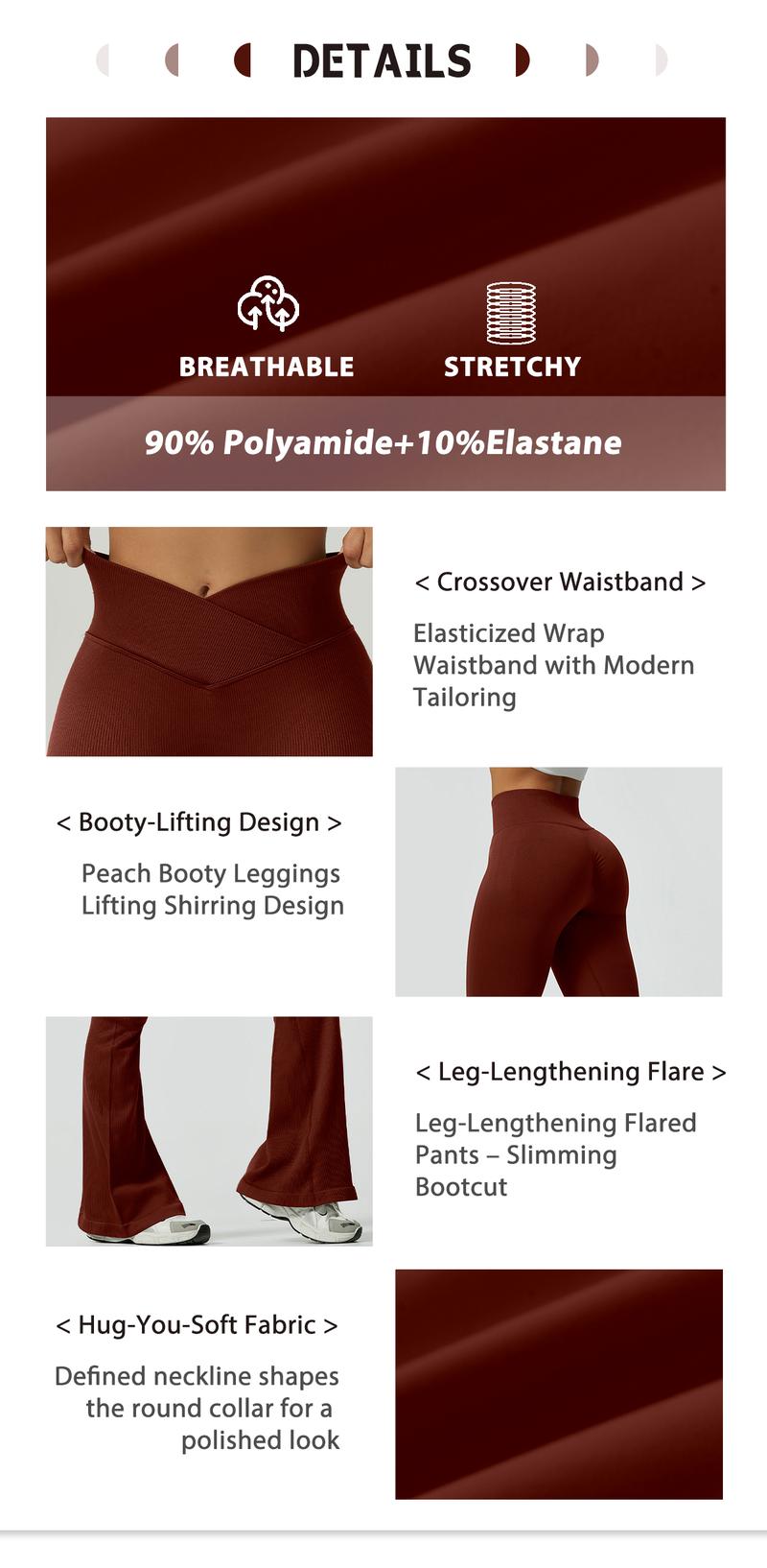 NcmRyu High Waisted Flare Leggings – Ribbed Bootcut Yoga Pants for Women, V Crossover Waist, Stretchy Gym & Casual Wear gia track set