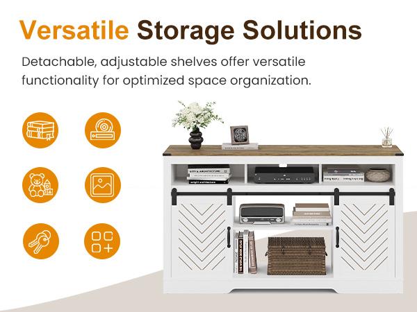 RoyalCraft Farmhouse Fireplace TV Stand for 65+ Inch TV, Entertainment Center with 23" Electric Fireplace with Remote, 34" Tall Modern Rustic TV Console with Sliding Bar Door for Living Room, Black