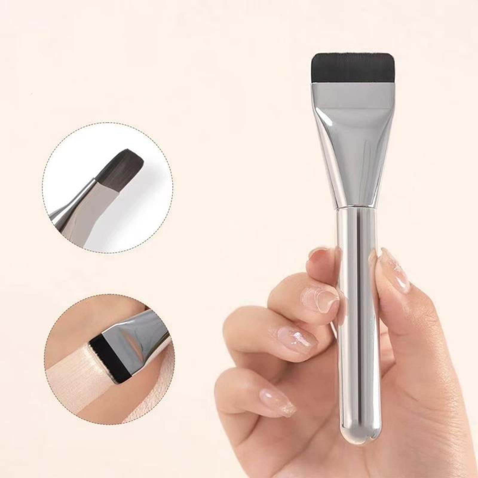 2-in-1 Lightweight Car Interior Cosmetic Tool Set - Ultra-Thin Foundation Brush, Black Air Cushion Sponge, Professional Flat Powder Tool for Smooth Application & Flawless Finish