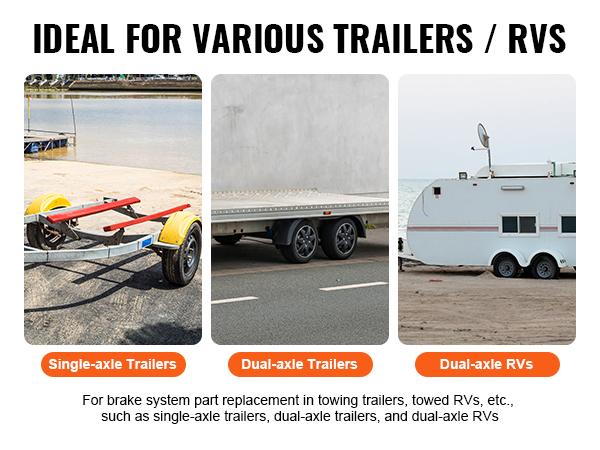 VEVOR Self-Adjusting Electric Trailer Brake Assembly Kit, 10"x2-1/4" 4-Hole Mounting, 3500 lbs Axle Fit, Brake Pads & Backing Plates for RV Towing Security & Maintenance (2 Left+2 Right)