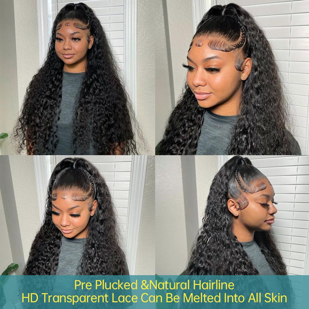 Bling Hair Deep Wave HD Lace front 13x6 13x4 Kinky Curly Human Hair Wigs Transparent Lace Frontal Wig PrePlucked 180 Density Wigs For Women with Baby Hair