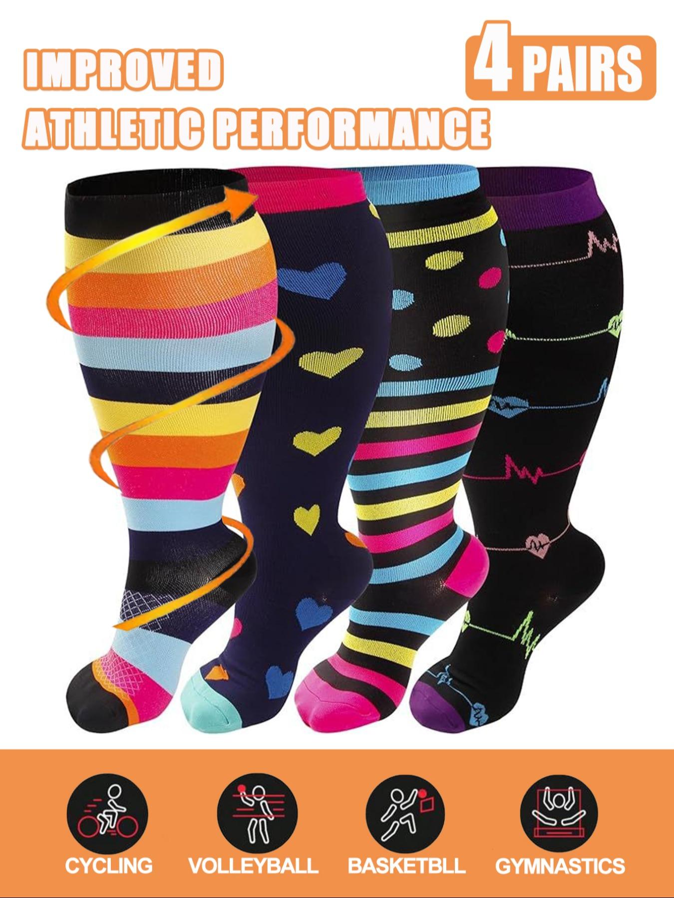 Women's Plus Size Compression Socks, Sports Running Socks for Circulation, Nurses, Pregnant Women, Sports Socks for Women, Athletic Running Socks