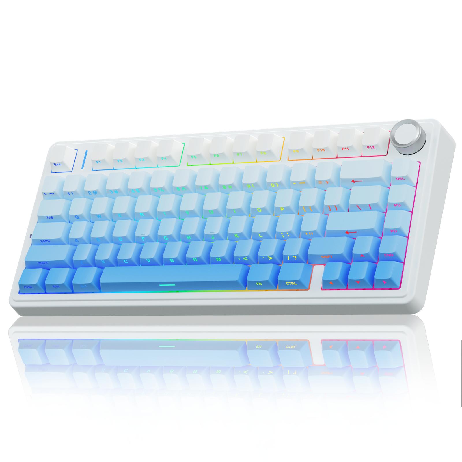 AULA F75 Pro Wireless Gaming Mechanical Keyboard, Knob Control 75% Washer Hot Swappable Custom Keyboard, Tri-Mode Connect RGB Backlight, Pre-lubricated Linear Switches, Side Printed PBT Keycaps , Gradient Blue Creamy Keyboard  TikTokShopfalldealsforyou