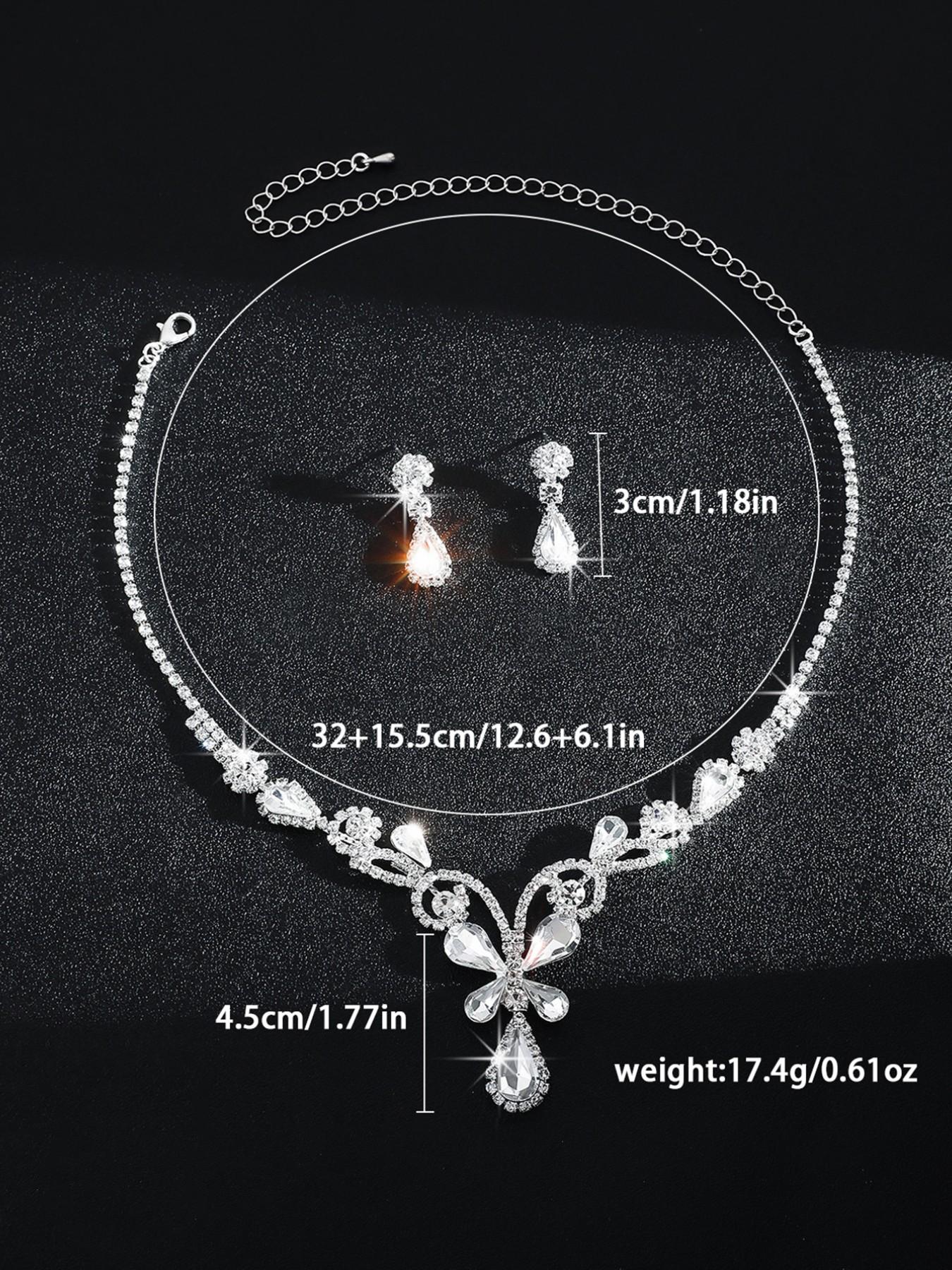 Luxurious Bridal Jewelry Set, Elegant Artificial Crystal Butterfly Necklace and Earrings, High-End Wedding Accessories, Beautiful Bride