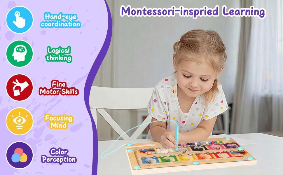 Magnetic Color and Number Maze, Montessori Toys for 3 4 5 Year Old ...
