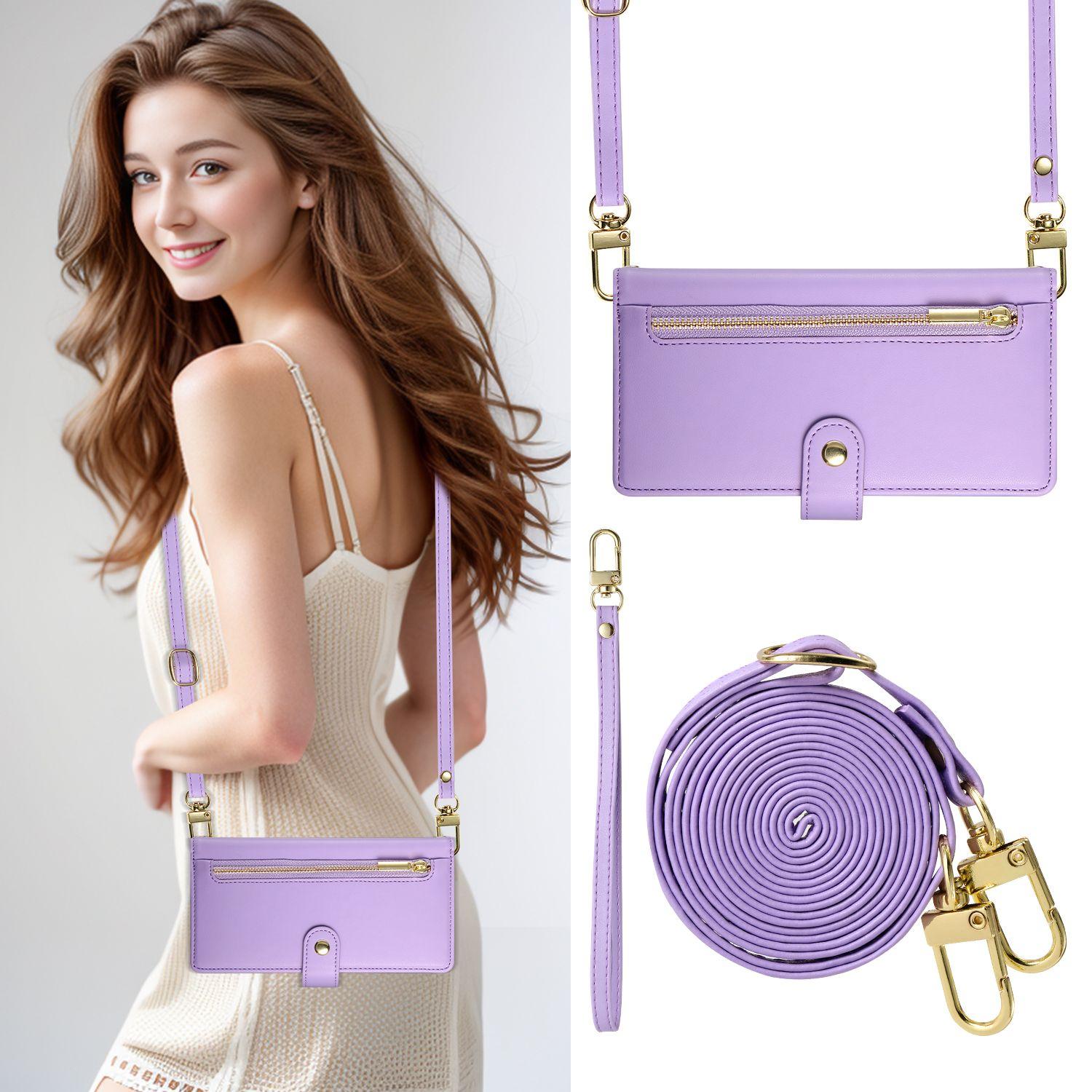 Zipper Wallet Phone Case with Crossbody Strap, Compatible with All Android/iOS, Luxury Commuter Design for Women, Single Pack