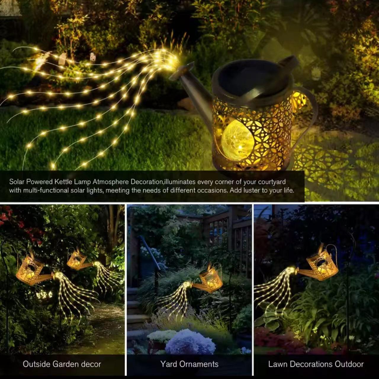 Solar Watering Can Lamp, Waterproof Outdoor Garden Decor, Large Hanging Solar Lantern Fairy Light, Ideal for Patios, Porches, Yards, Gardens, Paths