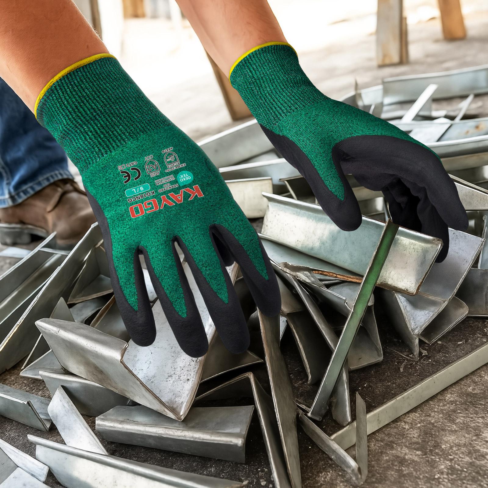 KAYGO Safety Work Gloves MicroFoam Nitrile Coated, KG18NB,Seamless Knit Nylon Glove with Black Micro-Foam Nitrile Grip, Ideal for General Purpose, Automotive, Home Improvement