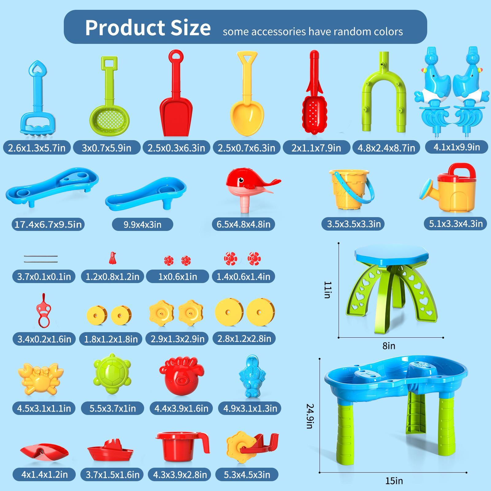 3 Tier Sand and Water Table Summer Outdoor Play Set Beach Surf Soaking bath Toy  Backyard Birthday Holiday Christmas Gift for kids