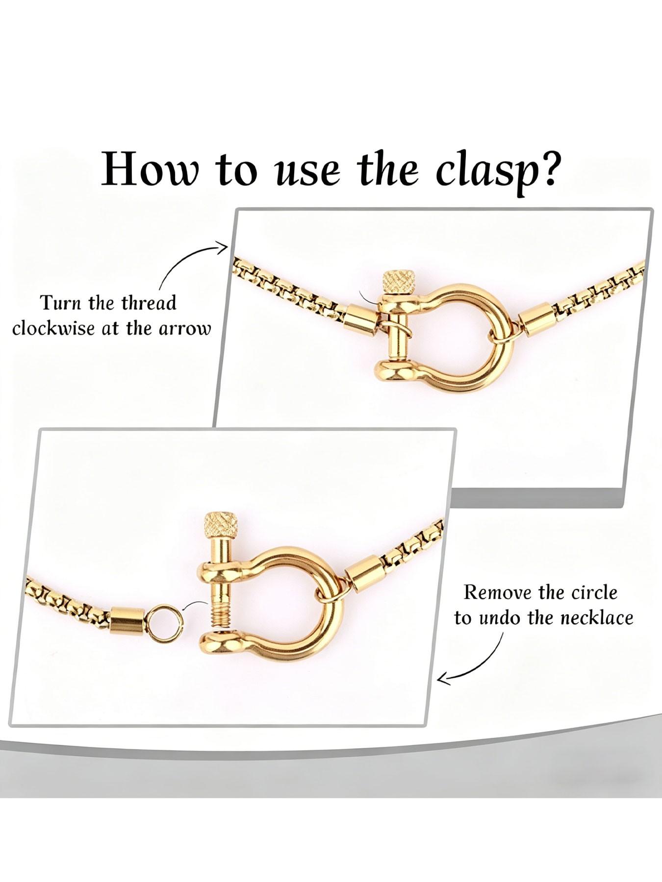 Mountaineering Carabiner Pendant Necklace, Stainless Steel Screw Anchor Chain, Fox Tail Wheat Chain, Nautical Sailor Clasp, Unisex Fashion Jewelry