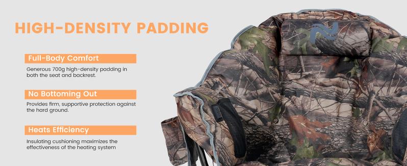 [Battery Not Included] Lilypelle Oversized Heated Camping Chair, XL Padded Moon Saucer Lounge Chair with 3 Heat Levels, Portable Folding Lawn Chair for Outdoor, Patio, Camping, and Travel