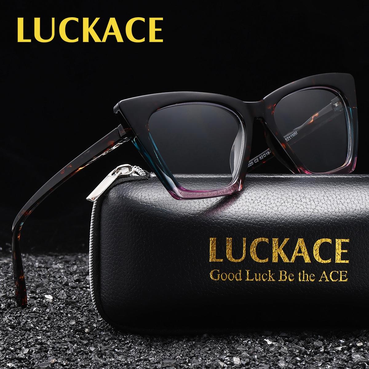 Luckace Men's Cat Eye Fashion Bifocal Glasses, Dual Color PC Lenses, Ultra-Thin Comfortable Nose Pads, Ideal Gift with Brand Packaging