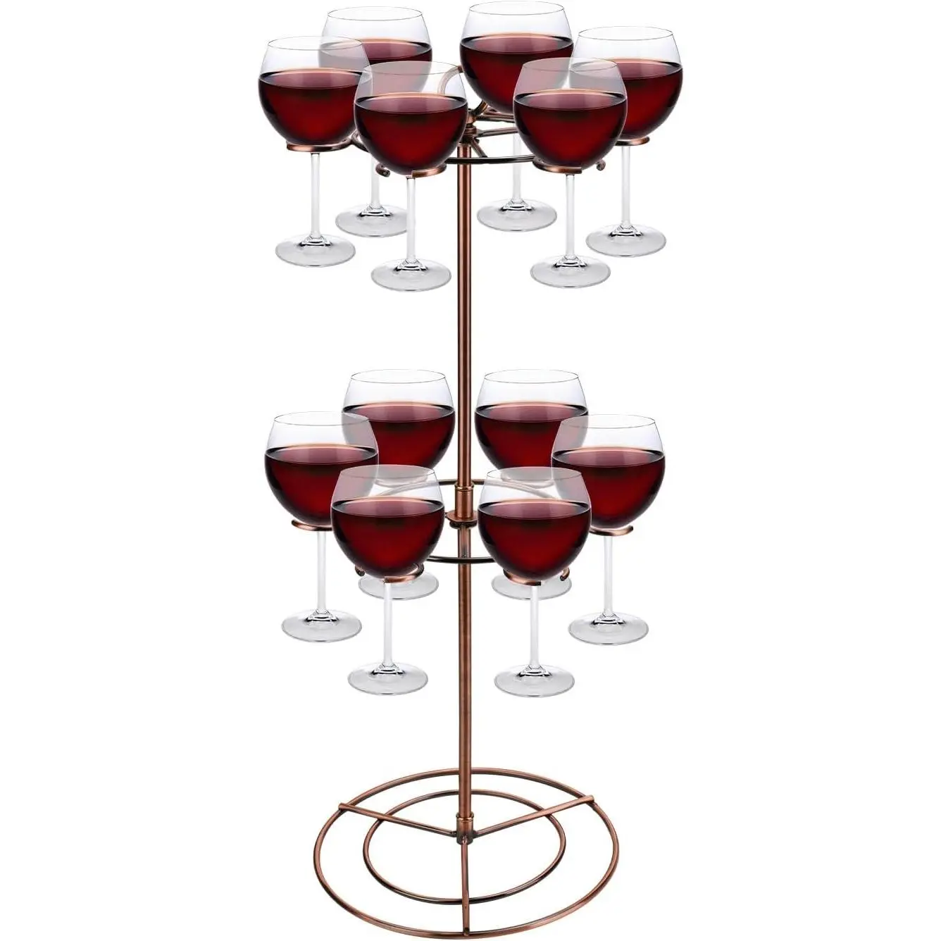Champagne Tower, 2 Tiers 12 Holders Champagne Tower Stand Metal Cocktail Tree Stand Wine Glass Drink Cup Shelves Rack for Beverage Cocktails Martini Margarita Bar Party Display