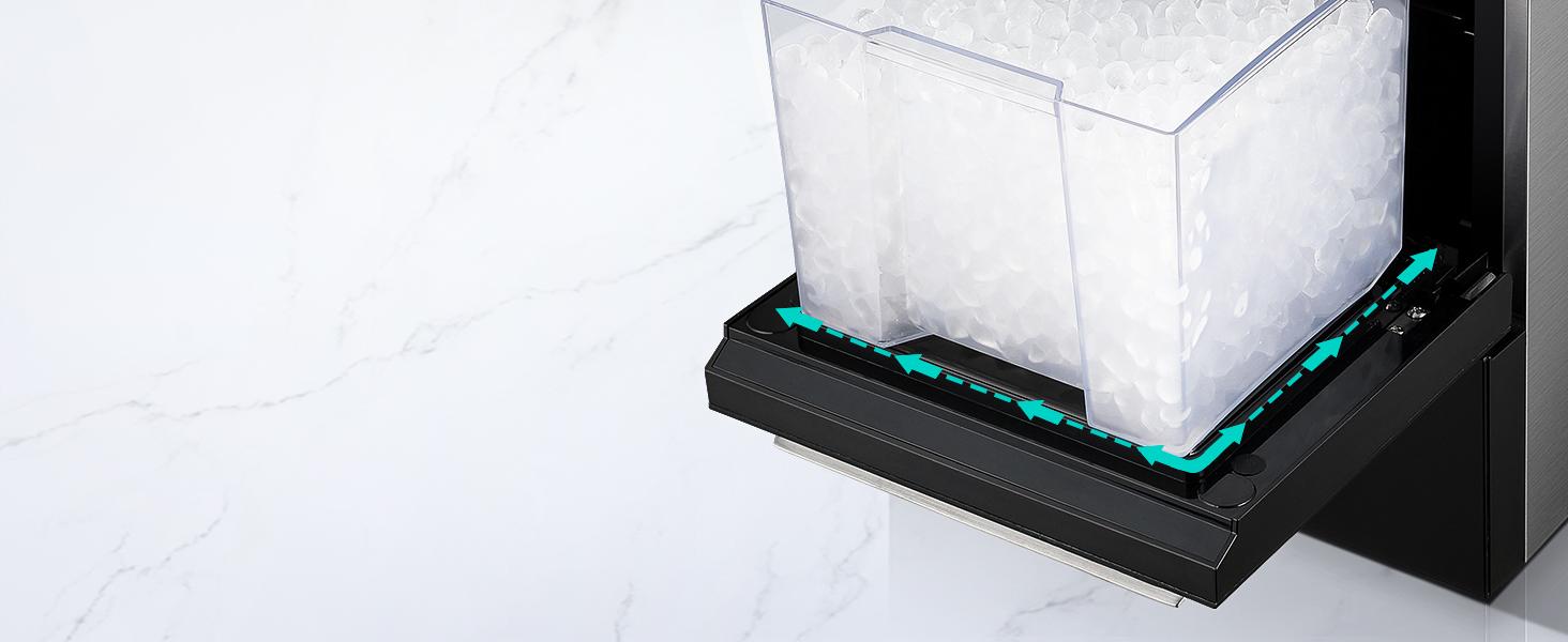 【Springtok】Gevi Elegant Countertop Nugget Ice Maker | User-Friendly Self-Cleaning | Easy Water Refill | Luxurious Stainless Design in white&black