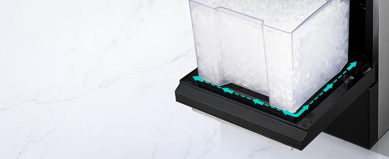 【Springtok】Gevi Elegant Countertop Nugget Ice Maker | User-Friendly Self-Cleaning | Easy Water Refill | Luxurious Stainless Design in white&black