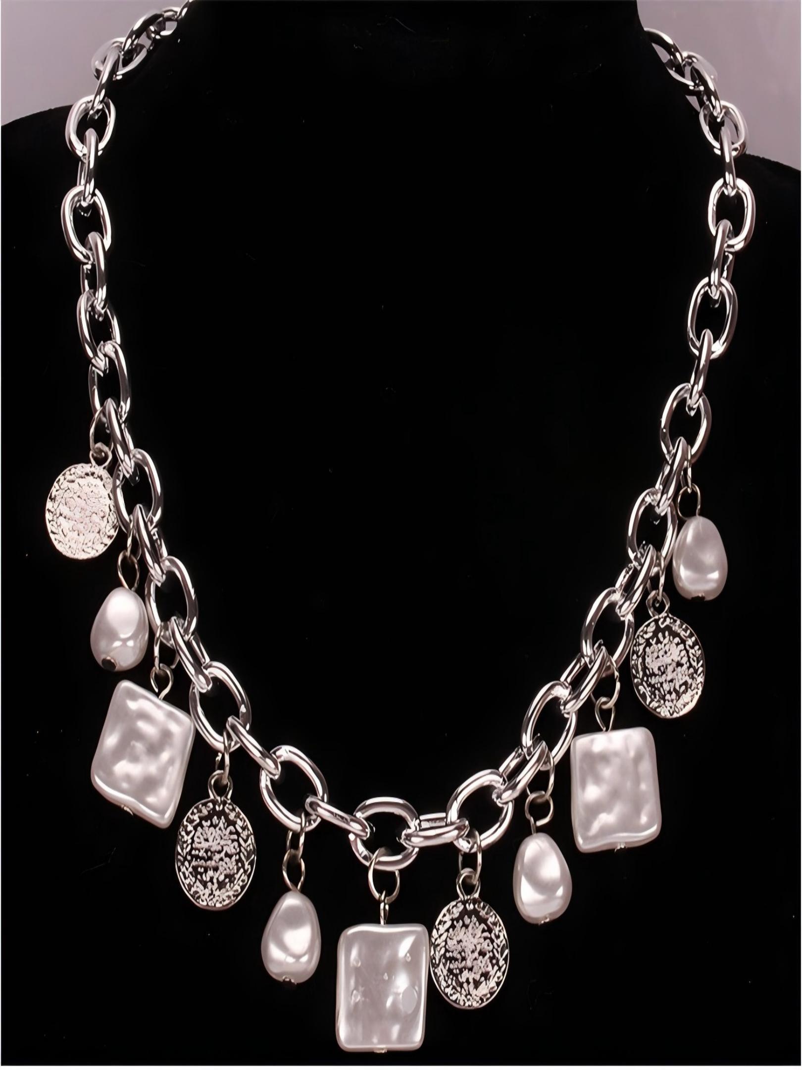 Vintage Bohemian Coin Pearl Thick Chain Necklace for Women, Daily Wear Party Vacation Versatile Necklace, Stylish Jewelry Accessory