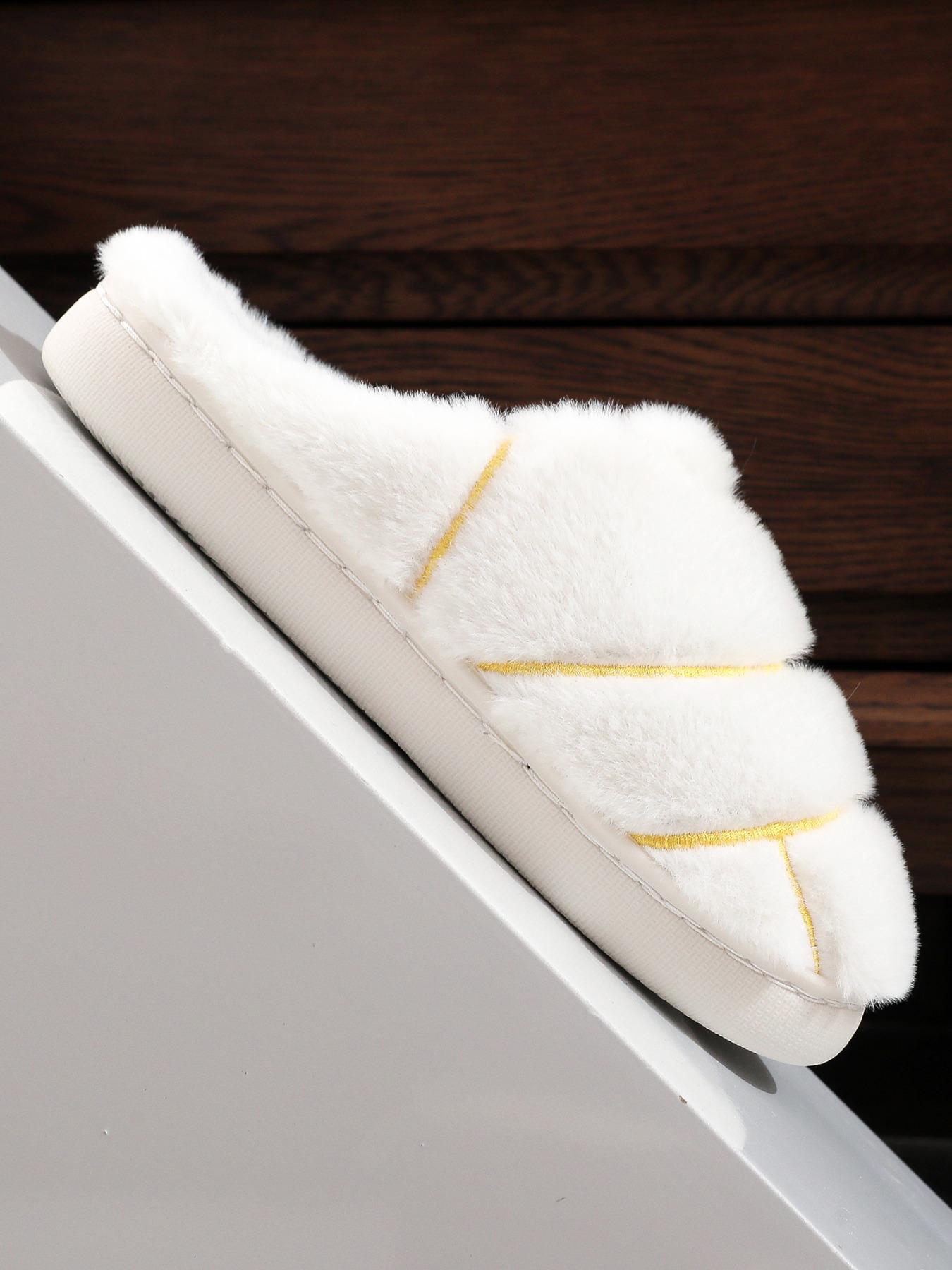 Soft Plush Slippers, Creative Cute Mexican Concha Bread Embroidered Shoes, Unisex Indoor Outdoor Warm Non-Slip Boots, Best Christmas Gift