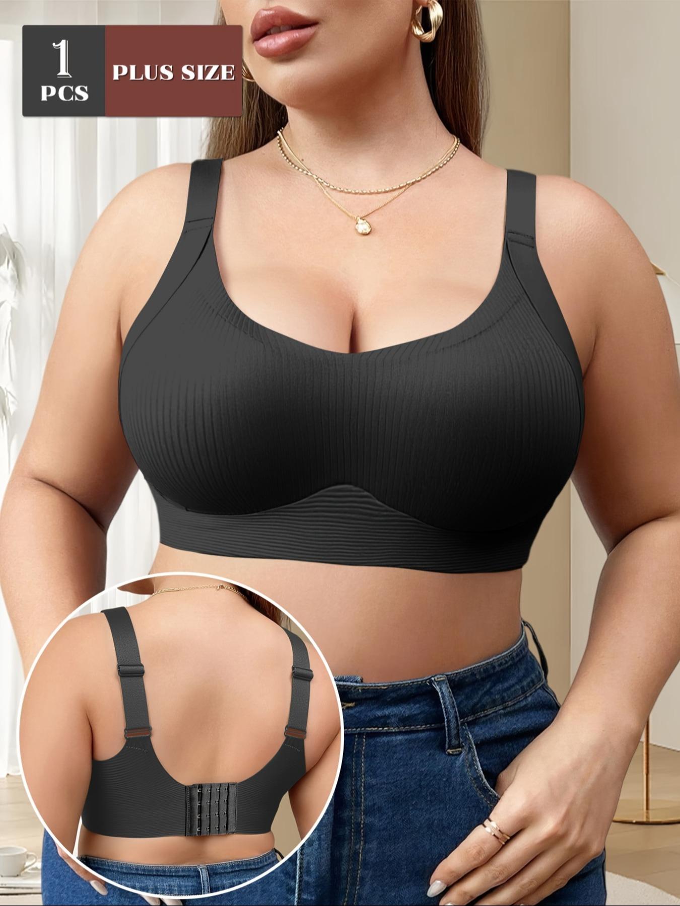 Women's Plus Size Seamless Underwire Bra, Lift & Support, Full Back Coverage, Light Thin Lining, Casual Daily Wear, Fitness Yoga Workout, Workout Ribbed, Yoga Activewear