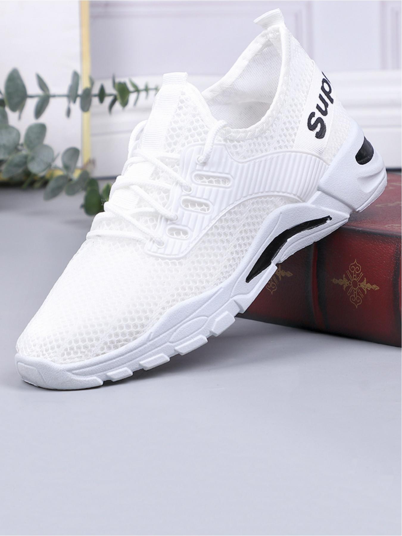 Men's casual sports shoes, simple woven shoe wrap comfortable, thick sole design stable support, heel loop and brand logo fashionable embellishment, classic and versatile color matching, preferred for daily commuting leisure sports wear