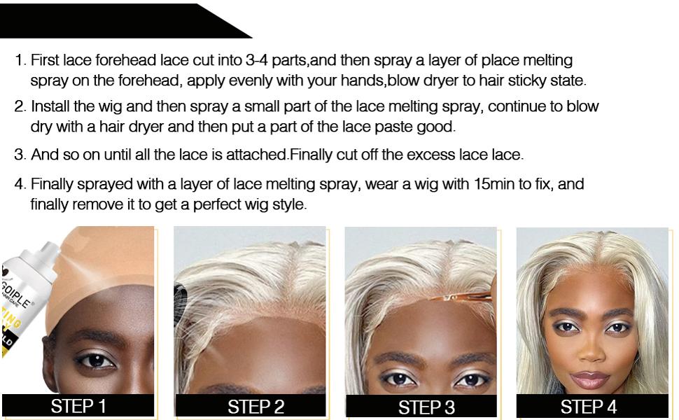 Melting Spray for Lace Wigs - Strong Hold Hair Adhesive for Extensions Edge Control and Wax Stick Gel No Residue Fast Drying Straightening Clear