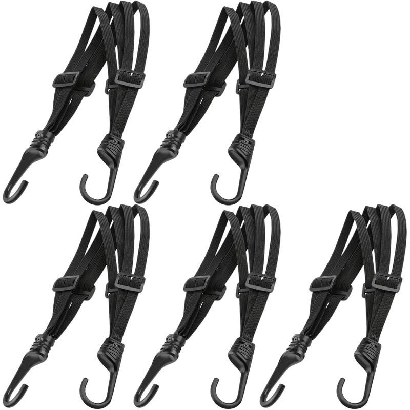 5pcs Universal Motorcycle Helmet Lanyard, Adjustable Elastic Rope with Dual Hooks, Four-Strand Split Binding Strap