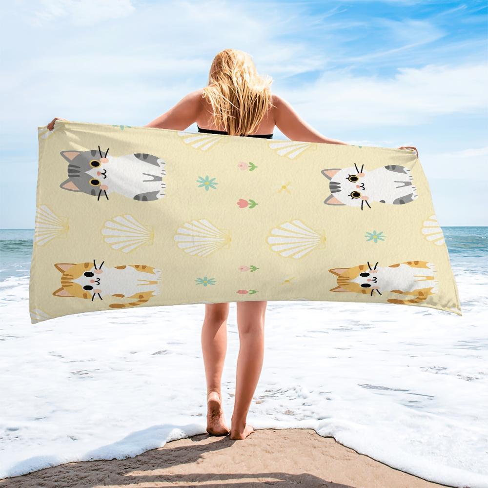 Cute Sweet Rococo Style Beach Towel, Absorbent & Quick Dry, Breathable & Comfortable, Durable & Wear Resistant, Suitable for Women & Men, Perfect for Swimming Camping Surfing, Ideal Gift for Girls