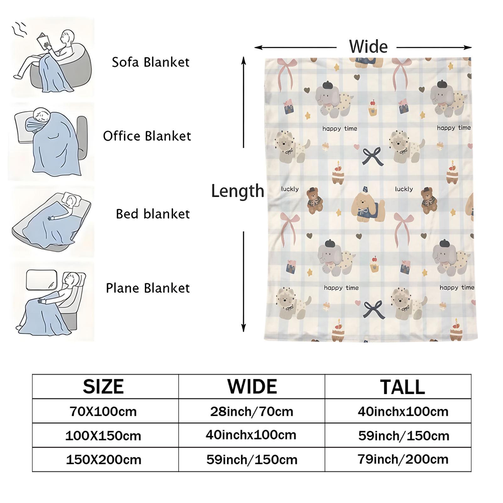 1-Piece Set: Cute and Soft Korean-Style Animal-Print Y2K Checkered Blanket—The Perfect Gift for Sofas and Bedrooms, a Comfortable and Stylish Home Decor and Bedding Accessory