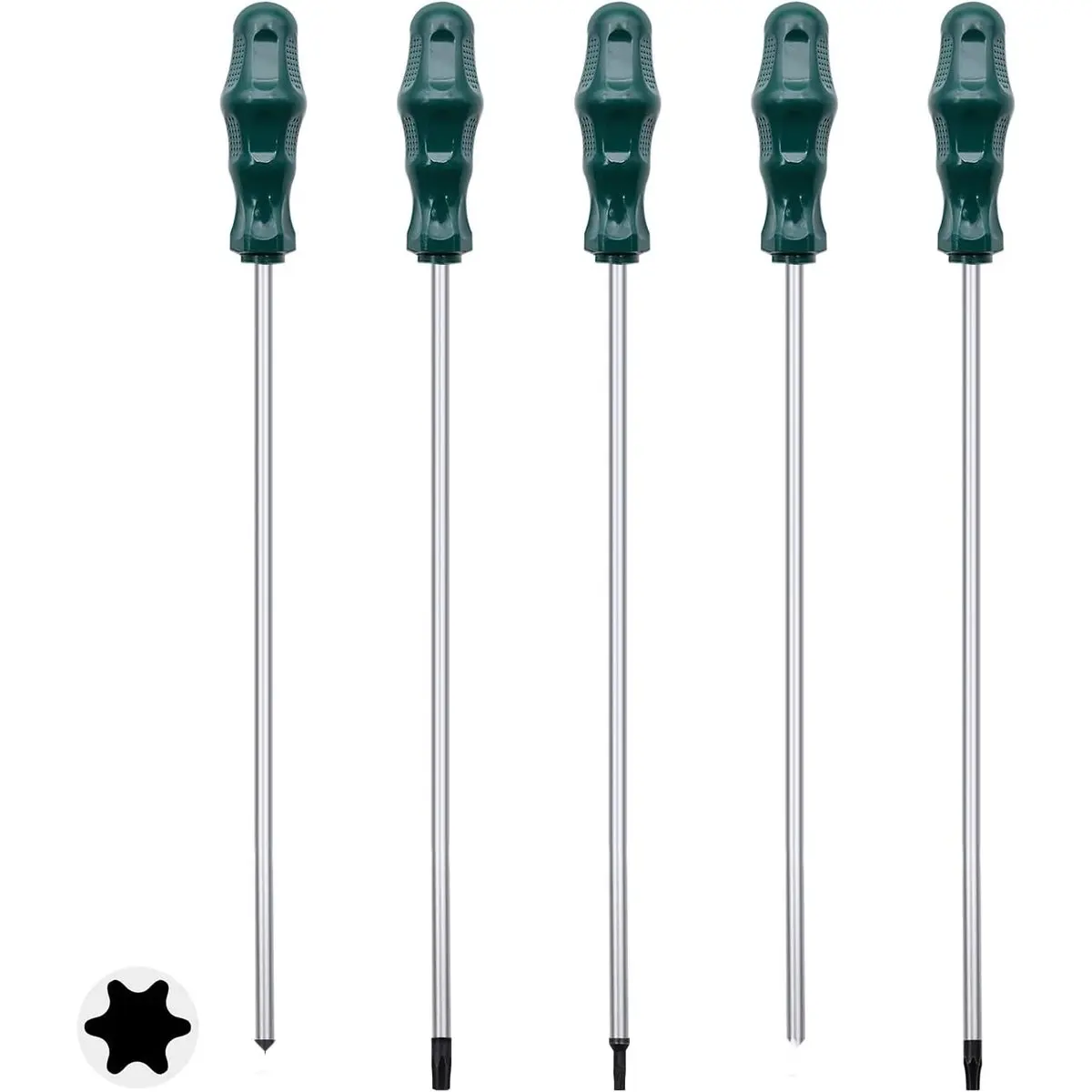 5pcs 12in Magnetic Long Torx Screwdriver Set, T15 T20 T25 T27 T30, Extended Reach Star Drivers for DIY Repair, Home Garage, Workshop, for DIY Repair and Workshop Projects