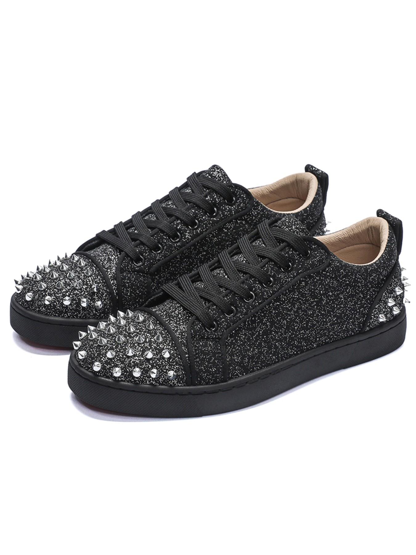 Men's Fashion Outdoor Urban Casual Shoes, Rivet Board Sneakers, All-Season Plain Design, PU Leather, Rubber Sole, Versatile Party Wear