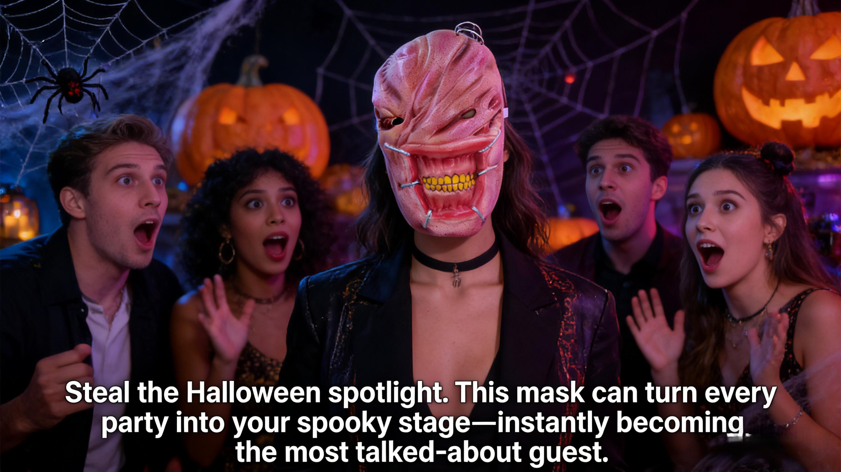 Scary Halloween Mask, Creepy Horror Latex Face Mask for Halloween Masquerade Cosplay Costumes