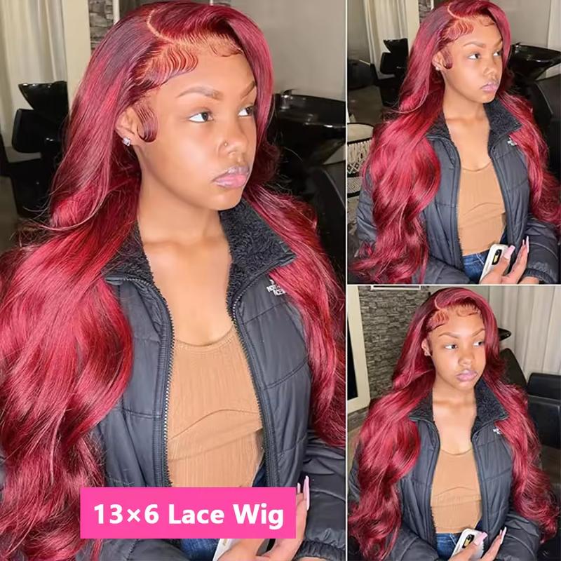 99J Burgundy 13x6 Human Hair Lace Frontal Wig Real Human Hair Body Wave Colored 13x4 Hd Transparent Lace Wig Natural Hairline For Women
