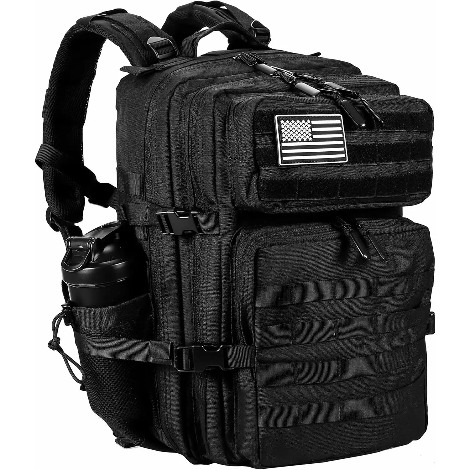 Tactical Backpack for Men and Women 45L Army 3 Days Assault Pack Bag Large Rucksack with Molle System - Black