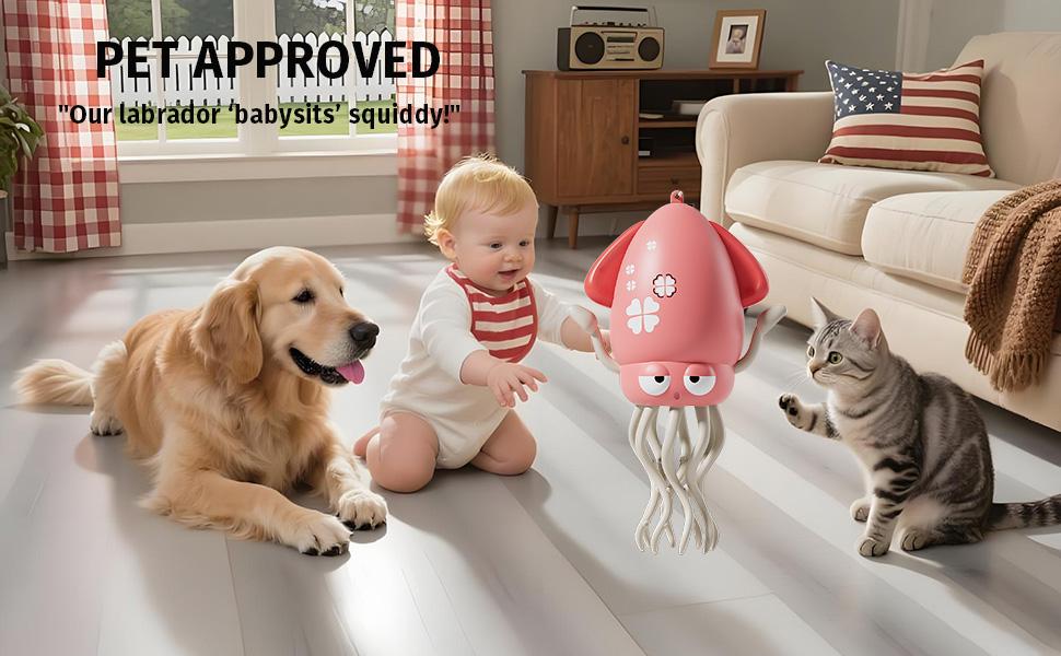 Baby Stocking Stuffers 6-12 12-18 Months Boys Girls, Tummy Time Musical Dancing Squid Crawling Octopus Toy for 1 2 3 4 5 Year Old Kid, Toddler Birthday Christmas Gifts for Grandkids