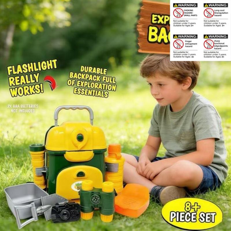 9-Piece Kids Outdoor Explorer Backpack Set Toy, Upgraded Ultimate Adventure Game & Hunting Gear, Binoculars, Shovel, Flashlight, Water Bottle - TikTok Shop 9-Piece Kids Outdoor Explorer Backpack Set Toy, Upgraded Ultimate Adventure Game & Hunting Gear, Binoculars, Shovel, Flashlight, Water Bottle - TikTok Shop