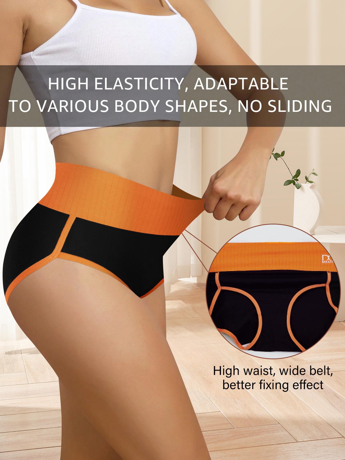 QUAST 5 Pieces High-Waist Seamless Breathable Women's Underwear,Tummy Control and Hip Lifting Sports Briefs,Comfortable Soft Stretch Panties,Multicolor Fashion Briefs Womenswear,Suitable for Daily Wear,Spandex Thong,S-XXL