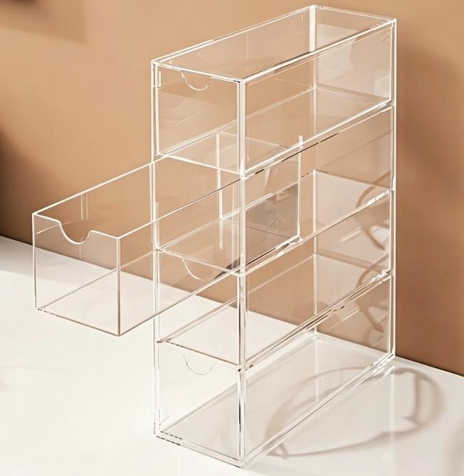 Multi-layer drawer storage box, organizing box, multi-layer transparent hair accessory storage box, stackable bathroom container, Clear storage box, suitable for organizing jewelry, cosmetics, hair bands and stationery
