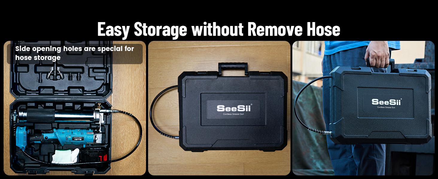 Seesii Cordless Grease Gun, Innovative 2-in-1 Easy-to-Use Electric Grease Gun, 5.3 oz/min 12,000 PSI High-Efficiency Battery Powered Grease Tool Kit, Grease Tool with 2*2.0Ah Batteries and Charger, B003 Black Friday Deals