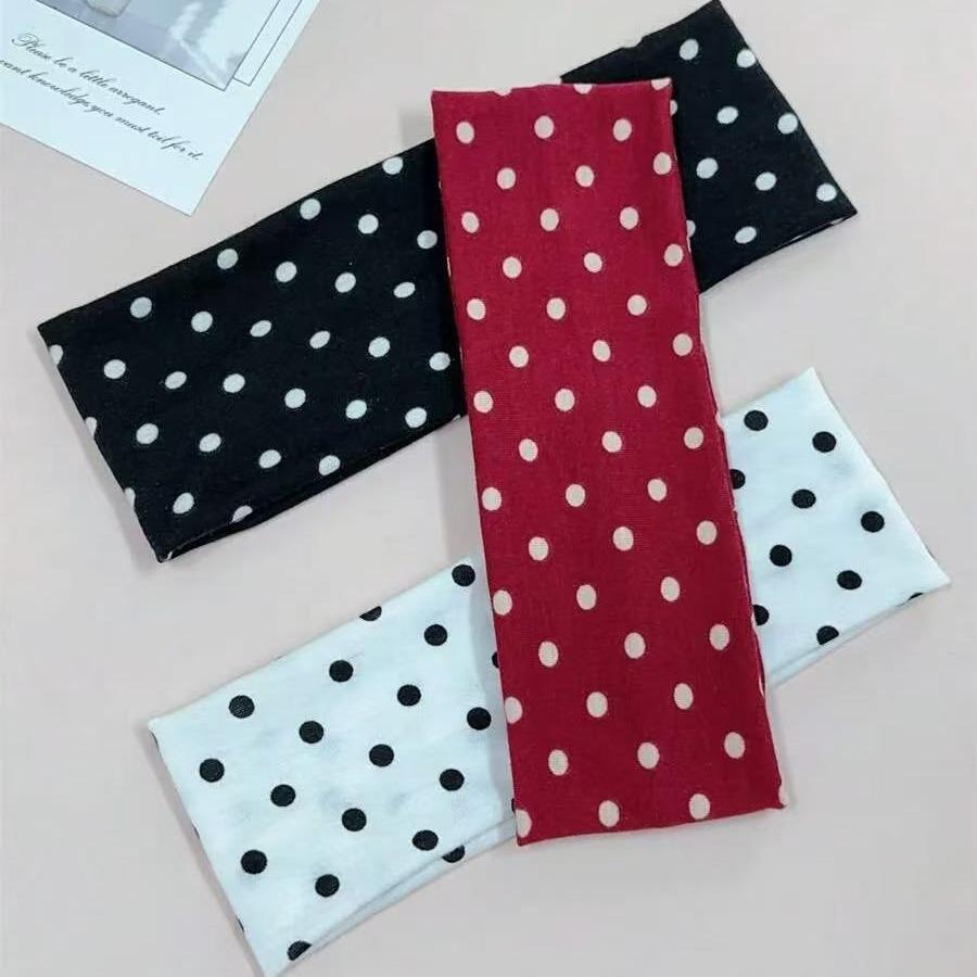 Elegant Polka Dot Print Elastic Hair Bands, Suitable for Daily Wear, Fitness, Running, Yoga, Sweatproof Anti-Slip, Bohemian Style Headscarf, Headbands Women