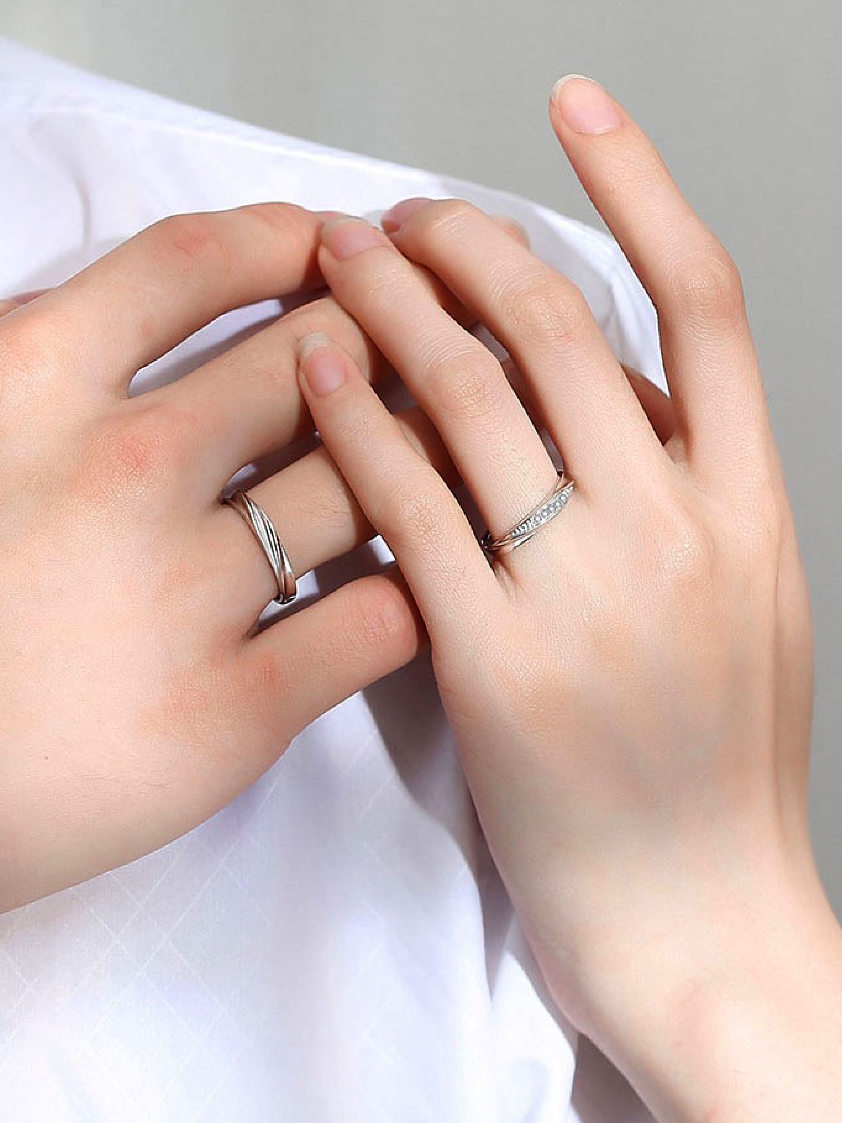 S999 Sterling Silver Couple Ring, Infinity Ring, Adjustable Open Ring, Fashion Jewelry Accessories for Women & Men, Birthday Gift, Anniversary Gift