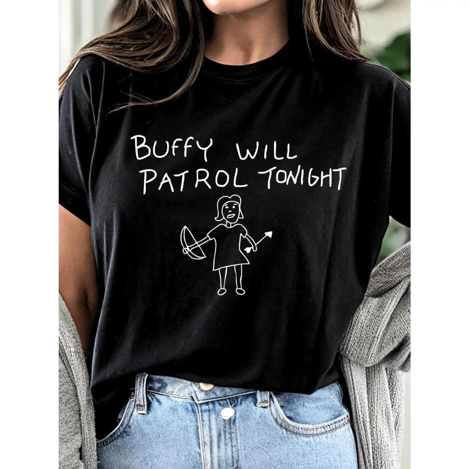 Men's Buffy Graphic T-Shirt, Casual 100% Cotton Short Sleeve Top with a Seamless Design, Funny 90s TV Show Print, Shortsleeve, Fabric, Smooth, Soft, Tshirt, Menswear