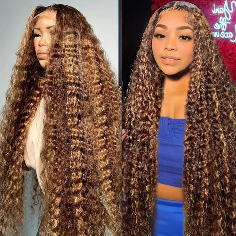 Subella P4/30 Highlight Ombre Deep Wave Lace Front Wigs Human Hair Pre Plucked 180% Density HD Lace Front Wigs with Baby Hair 13X4 Deep Wavy Lace Frontal Wigs for Women