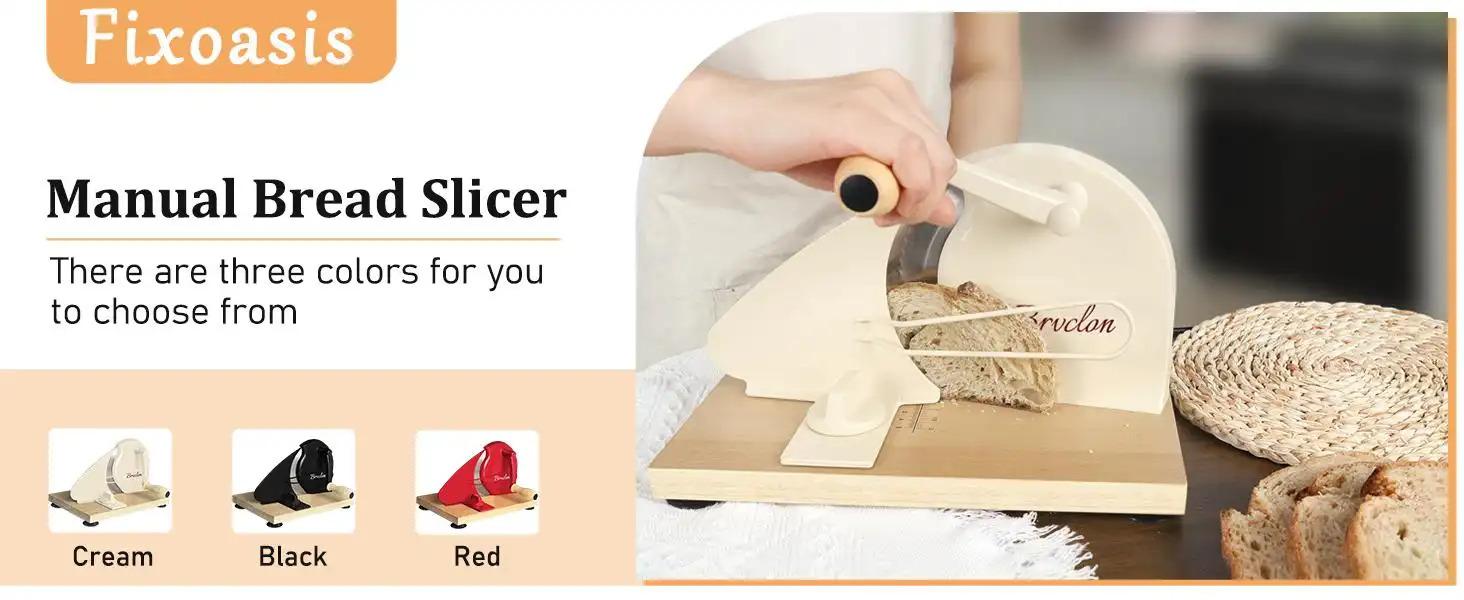 Manual Bread Slicer for Homemade Sourdough Bread,Metal Guide & Adjustable Thickness, Hand Crank Bread Slicer with Scale Line and Suction Cup, Sharp Blade, Suitable for Sourdough Bread, Etc