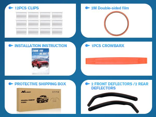 Nilight in Channel Window Deflectors for Toyota Tacoma Access Cab/Tacoma Double Cab 2016 2017 2018 2019 2020 2021 2022 2023 2024 Vent Window Visors, Rain Guards-2PCS Car Cover Truck Vehicle Automotive Replacement dealsforyoudays