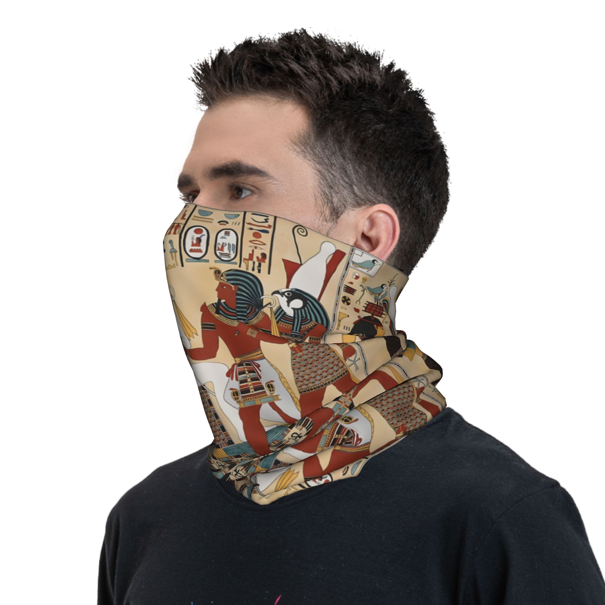 Egypt Painting At Thebes Printed Headscarf - Polyester Knitted Neck Scarf, Purpose Headwear for Fishing and Winter, Suitable for Both Men and Women